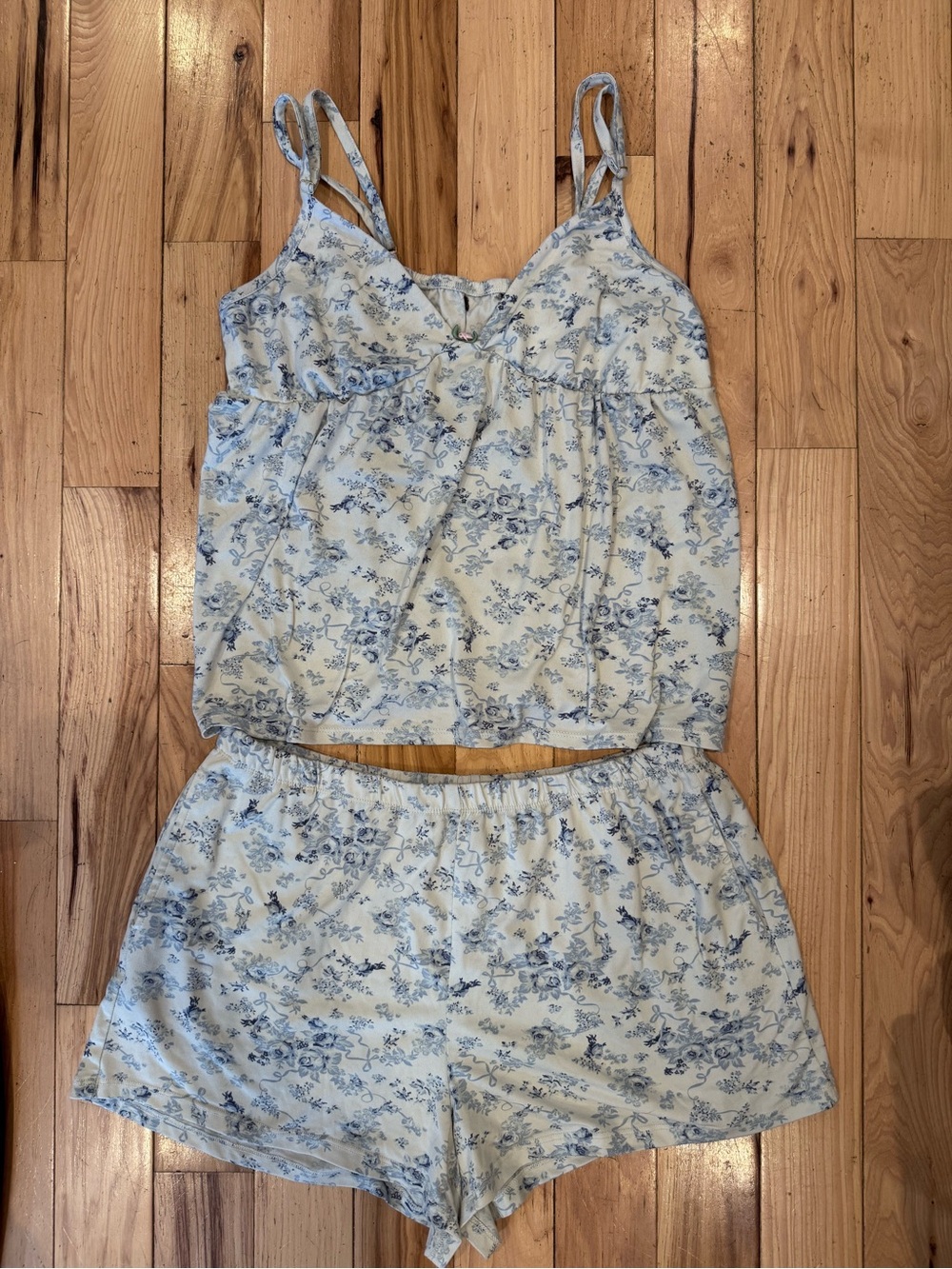 Women's Light Blue Floral Pajama Set